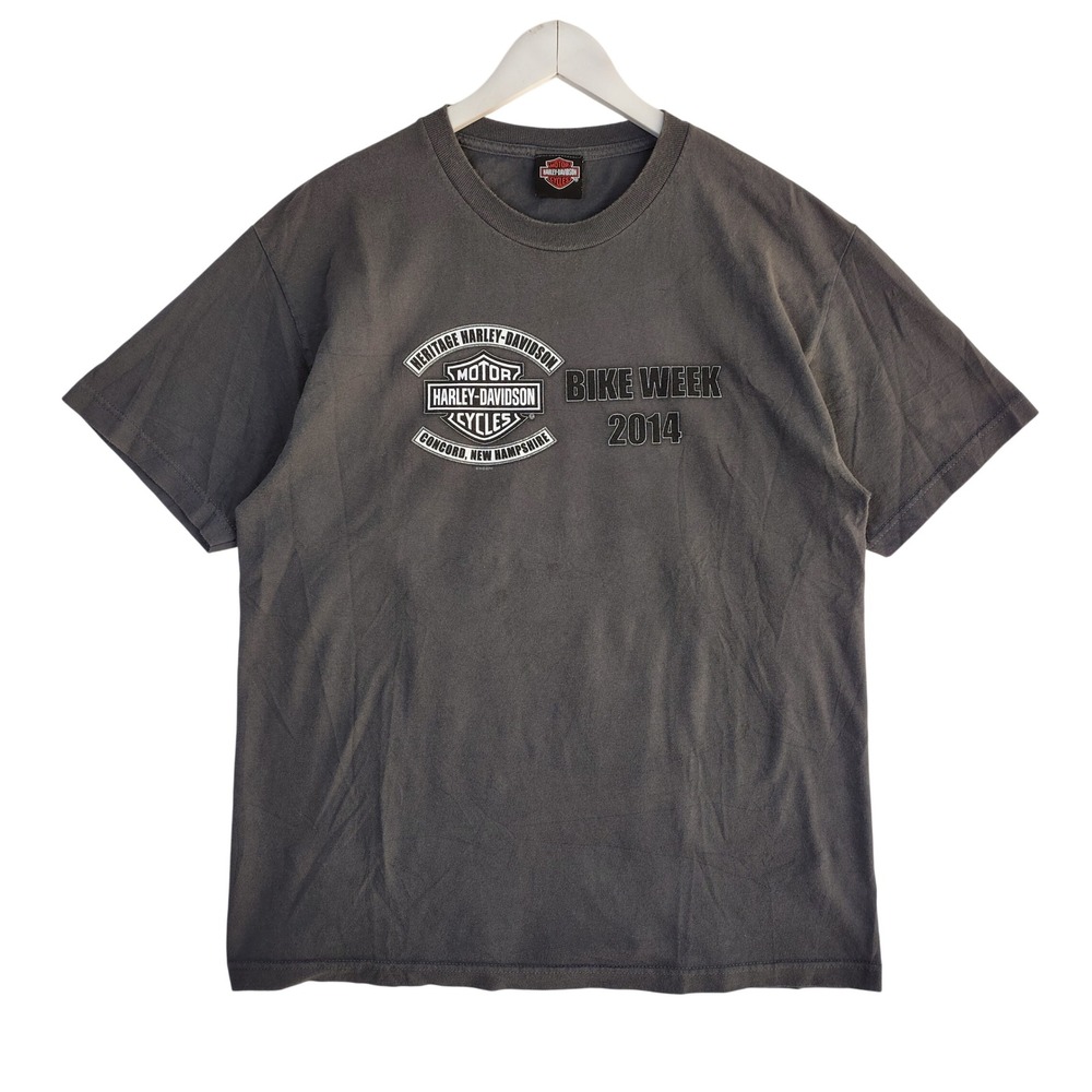 Harley-Davidson Bike Week 2014 T-Shirt Mens L Concord NH Live Free Or Die Gray